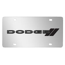 Dodge 3D Dark Gray Logo on Mirror Chrome Stainless Steel License Plate picture