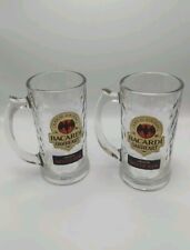 Set of 2 Bacardi Oakheart Spiced Rum Dimpled Clear Glass Beer Mug Stein Barware  picture