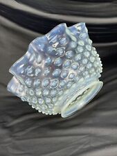 Antique Vaseline Glass Opalescent Gas Oil Lamp Shade Hobnail Ruffle Victorian 4” picture