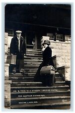 1912 Mr & Mrs Billy Sunday Leaving Room Winona Lake IN RPPC Photo Postcard picture