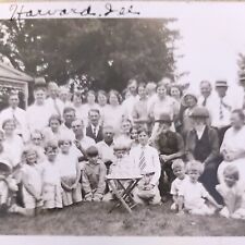 Family Birthday Harvard Illinois 1932 Antique Snapshot Photo ooak group shot Kid picture
