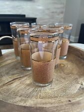 Vintage Georges Briard Brown Gold Snakeskin MCM Drinking Bar Glass Set Of 6 picture