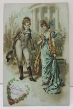 SILK POSTCARD BEAUTIFUL EARLY VALENTINE GREETING  POSTCARD C1908 GERMANY C2 picture