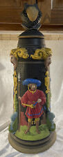 HUGE English Ale Beer Stein With Lid Pottery Ceramic 19” Tall picture
