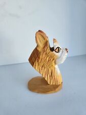 Peepers Eye Glass Holder Cat Handcrafted Wood Stand Orange Red Cat Lover Carved  picture