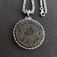 Seal of Solomon Pendant Handmade Black Onyx 925 Silver King's Necklace Talisman picture