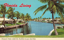 Lakeland FL Florida, Palm Trees Back Door Canal Boat Docks, Vintage Postcard picture