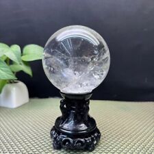 2.74LB TOP Natural clear quartz ball carved crystal sphere decoration+stand picture