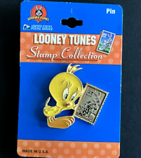 VTG 1997 Tweety Bird Rabbit Looney Tunes Warner Bros Stamp Collection 32 USA Pin picture
