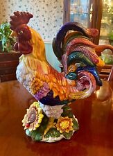 Vintage Rooster Large Ceramic Colorful with Sunflowers 15 inch picture
