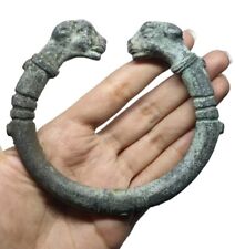 Rare Antique Old Bronze Double Animal Head Open Cuff Bangle Bracelet 230g Art picture
