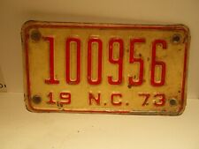 1973 North Carolina NC Motorcycle License Plate # 100956 picture