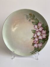Vintage Austria Artist Signed Hand Painted Pink Flowers Decorative Plate 8”D picture