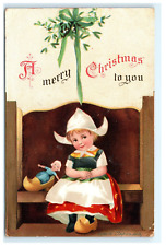 1907 Ellen Clapsaddle A Merry Christmas to You Dutch Girl picture