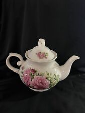 Vintage White W/ Pink Roses Teapot 5”  picture
