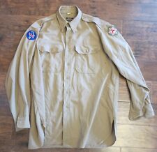 Original WWII US Army Khaki Officers Shirt. Sixth Army / 6th Army. Size 17x35 picture