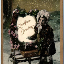 c1910s Cute New Years Christmas PC Santa? Memo to Bernice Friedly Sumner IA A225 picture