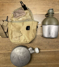 Lot of 2 vintage military canteens, 1 Metal w/Canvas Bag, 1 Plastic With Holder picture