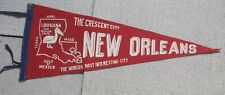 Vintage 1950s New Orleans The Crescent City Felt Pennant with Tassels 28.5 Inche picture
