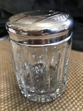 Reduced Antique Birmingham Sterling Top Cut Glass Powder Jar Guided Wash Inside picture