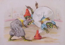 1880s-1890s Anthropomorphic Dressed Frogs At Circus Victorian Trade Card picture