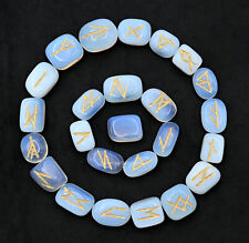 Opalite Runes Crystal Runes Set of 25 Engraved Rune Stones with Runes Book picture