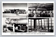Bangor ME Pilots Grill Restaurant US Highway 2 Opposite Dow Field Vtg Postcard A picture
