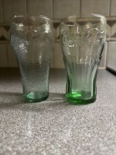Two Coca Cola Glasses Vintage Green Textured picture