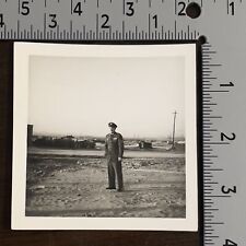 1958 AMERICAN SOLDER IN BOMB DEPOT IN OSAN KOREA BLACK AND WHITE PHOTOGRAPH picture
