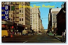 c1960's Greetings From Portland Oregon OR Looking Down S.W. 5th Avenue Postcard picture