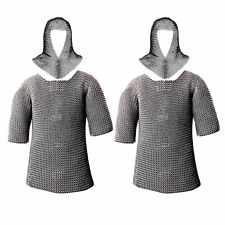 Medieval Chain Mail Shirt and Coif Armour Knight Armor Costume Set of 2 - Medium picture