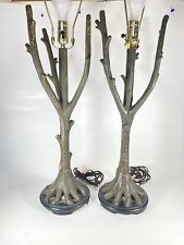 2 Antique Vintage Branches Tree Table Lamp Base Brown Black 32” (READ) picture