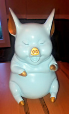 Unique Vintage Baby Blue Pig Piggy Bank with Gold Accents - 9 X 5.5 Inches picture