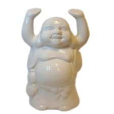 Vintage Porcelain Buddha Figure Tiki Mug Planter White Good Luck Belly 7