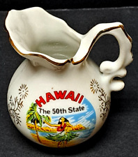 Vintage souvenir china pitcher HAWAII The 50th State 3 inch tall picture