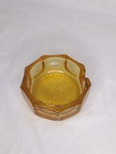 Vintage 1887 American Eagle Small Amber Pressed Glass Ash Tray Personal Size picture