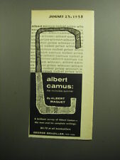 1958 George Braziller Book Advertisement - Albert Camus: The invincible Summer picture
