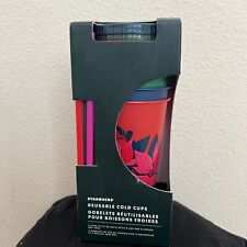 New Starbucks Reusable Cold Cups with Lids and Straws 24 Oz Pack of 5 Christmas picture