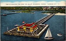 St Petersburg Florida FL Municipal Pier Yacht Club Sailboat City Aerial Postcard picture