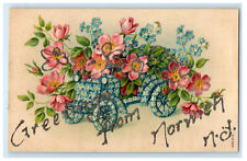 c1910s Car and Floral Designed, Greetings from Norwich New York NY Postcard picture