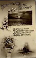 BIRTHDAY daisy urn poem sunset RPPC Italy sepia H.B. Ltd. Publisher picture