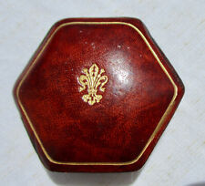 Vintage 1968 Small Italian Red Calf Leather Hexagonal Box Jewelry Trinket picture