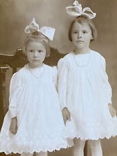 1911 RPPC - TWO SISTERS antique real photo postcard MARGUERITE and LUCILE cute picture