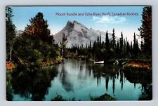 Banff Alberta-Canada, Mount Rundle And Echo River, Antique, Vintage Postcard picture