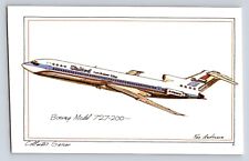 BOEING ARTWORK United Airlines Postcard 727-200 Upgraded 600.MPH Cruising Speed picture