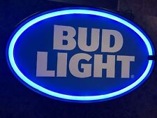 Bud Light Oval Shaped Sign. Blue Light Up. Batteries Or  Micro USB 16x10 Inches. picture