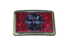 Vintage Red Pabst Blue Ribbon Beer Belt Buckle 3-3/4