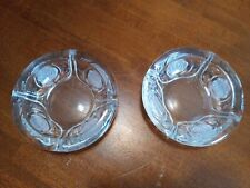 Two Vintage Clear Glass Ashtrays With Cut Frosted Rose Design picture