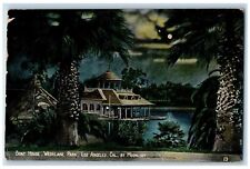 1912 Boat House Westlake Park Night Los Angeles California CA Moonlight Postcard picture