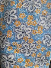 Vintage Feedsack Flour Sack Fabric 40s Blue White Orange Flowers Open picture